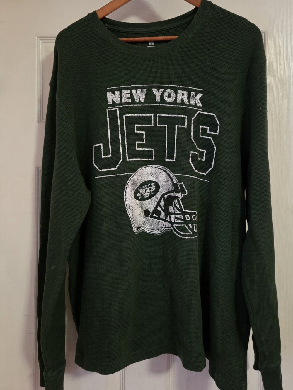NFL Apparel New York Jets Mens XXL Green Waffle Knit Thermal Long Sleeve Shirt